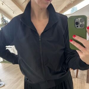 Athleta Black Zip-Up Bomber Jacket
